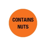 23mm Removable Orange Circle Label - Printed CONTAINS NUTS - Roll 1000